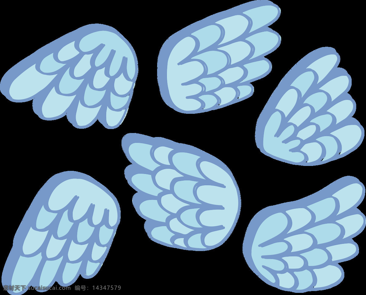 卡通 风格 蓝色 翅膀 免 抠 透明 图 层 手绘翅膀 翅膀元素 小 天使 卡通翅膀 翅膀图片素材 纹身图案 翅膀素材 手绘翅膀图片
