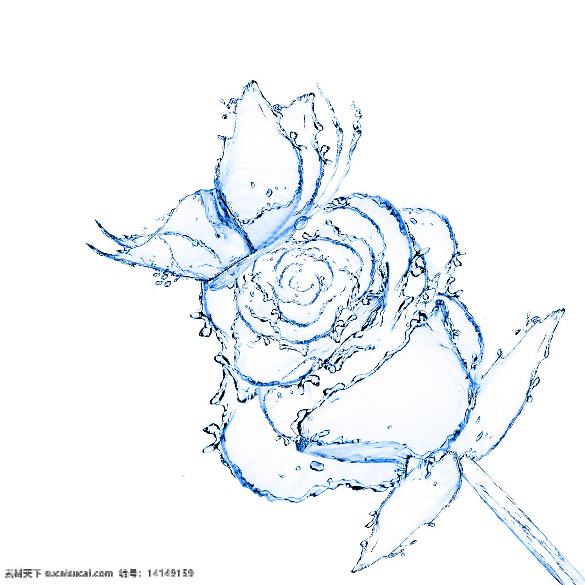 创意 大图 蝶恋花 高清 蝴蝶 蓝色 玫瑰 液态水 组成 花朵 图案 创意设计 模板下载 水滴 水珠 水花 液体 透明 图形 液态 psd源文件