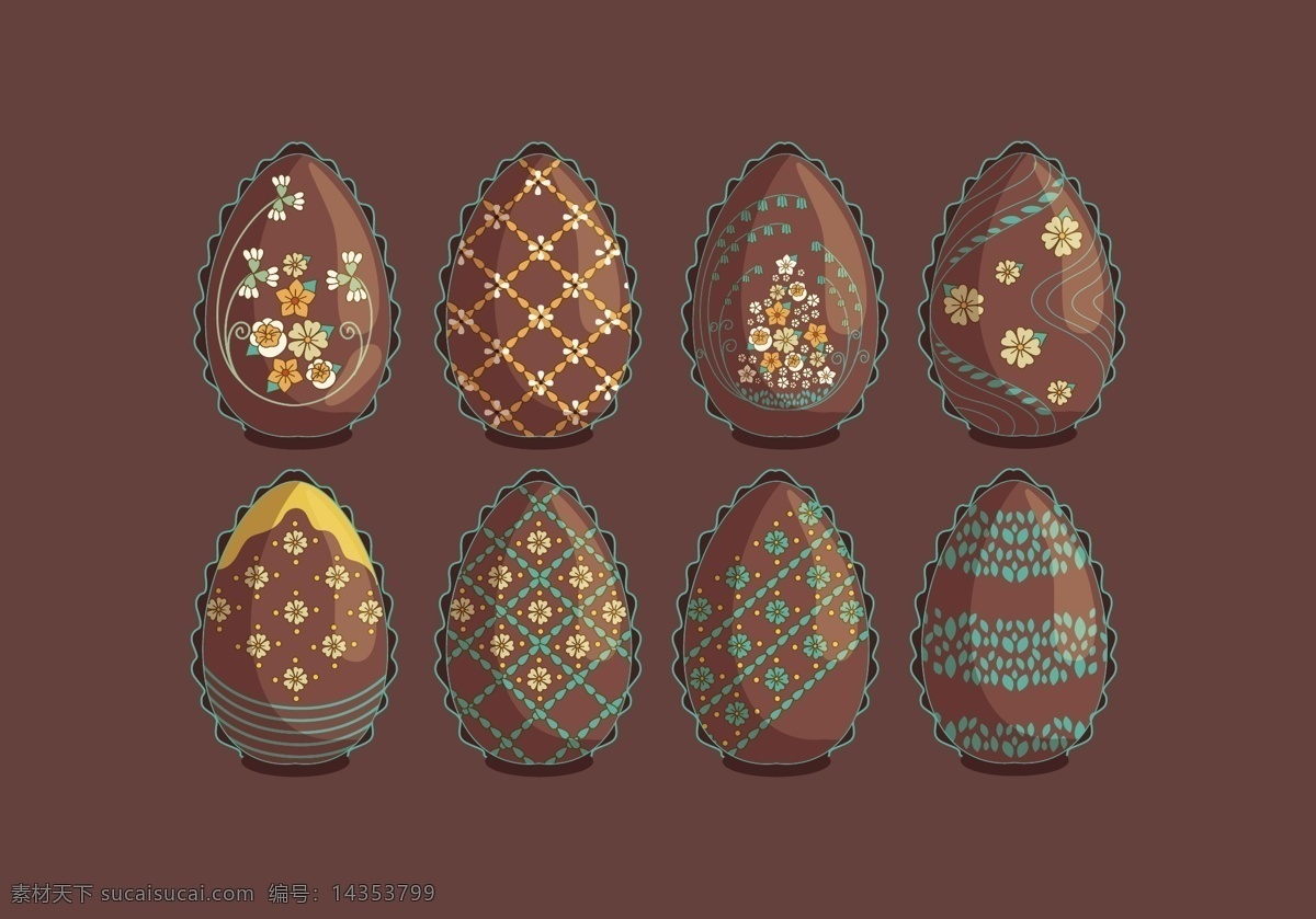 巧克力 蛋 花纹 巧克力蛋 复活节 复活蛋 鸡蛋 蝴蝶结 矢量素材 彩蛋 花纹设计