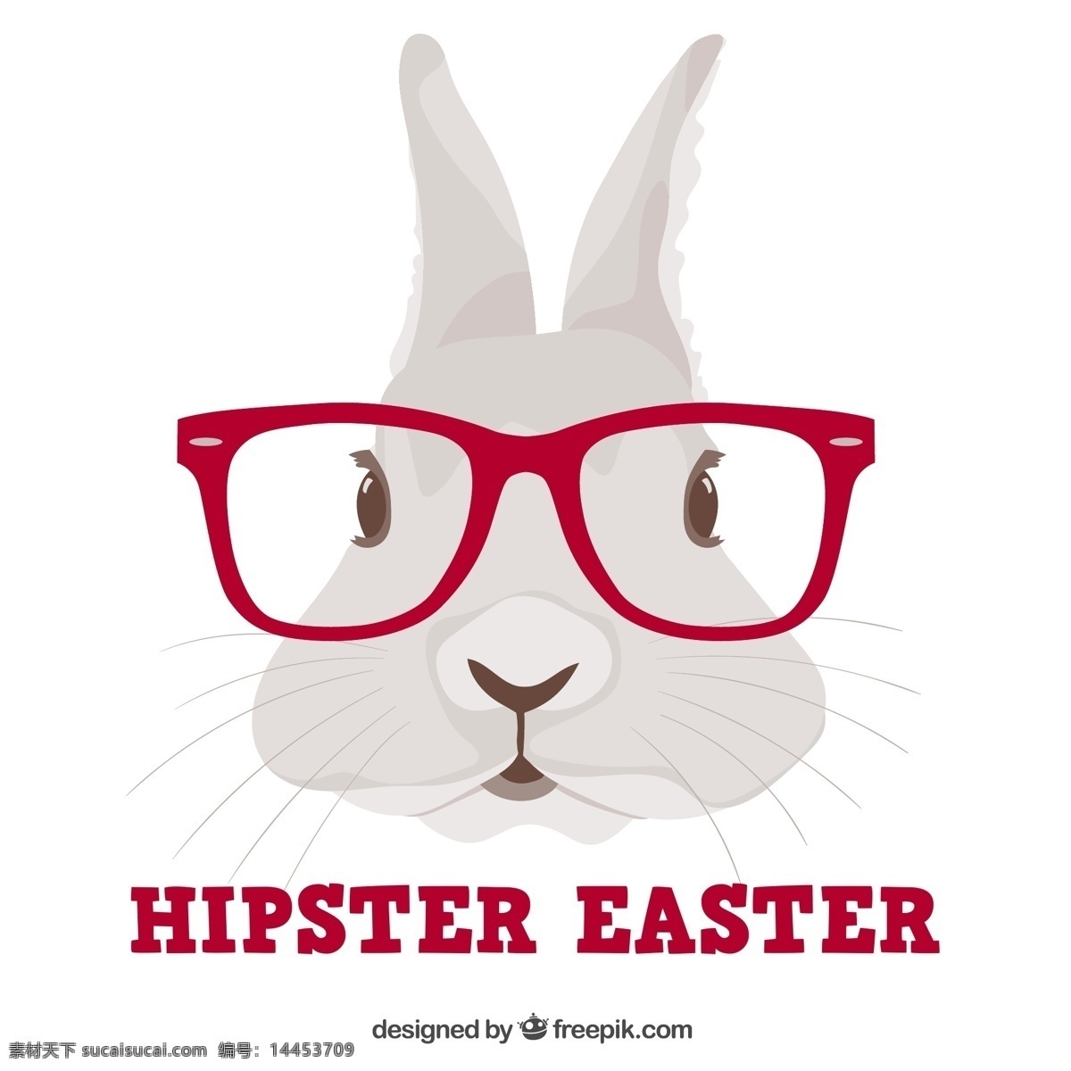 戴 红色 眼镜框 兔子 头像 戴红色 兔子头像 卡通 创意 白色