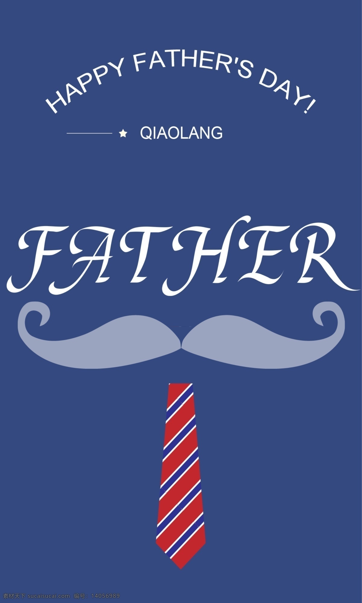 父亲节 领带 胡须 蓝色 背景 条纹 条纹领带 father 父亲节元素 蓝色背景