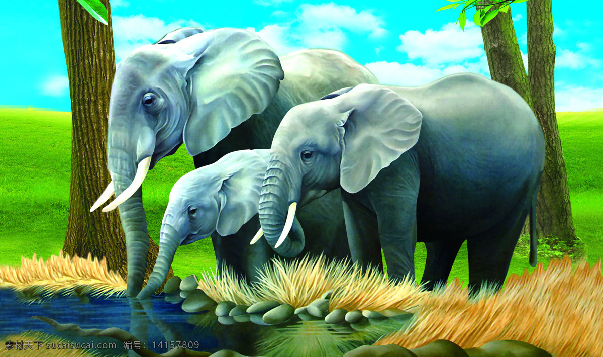 大象一家亲 大象 jpg图片 高清 一家亲 生物世界 野生动物