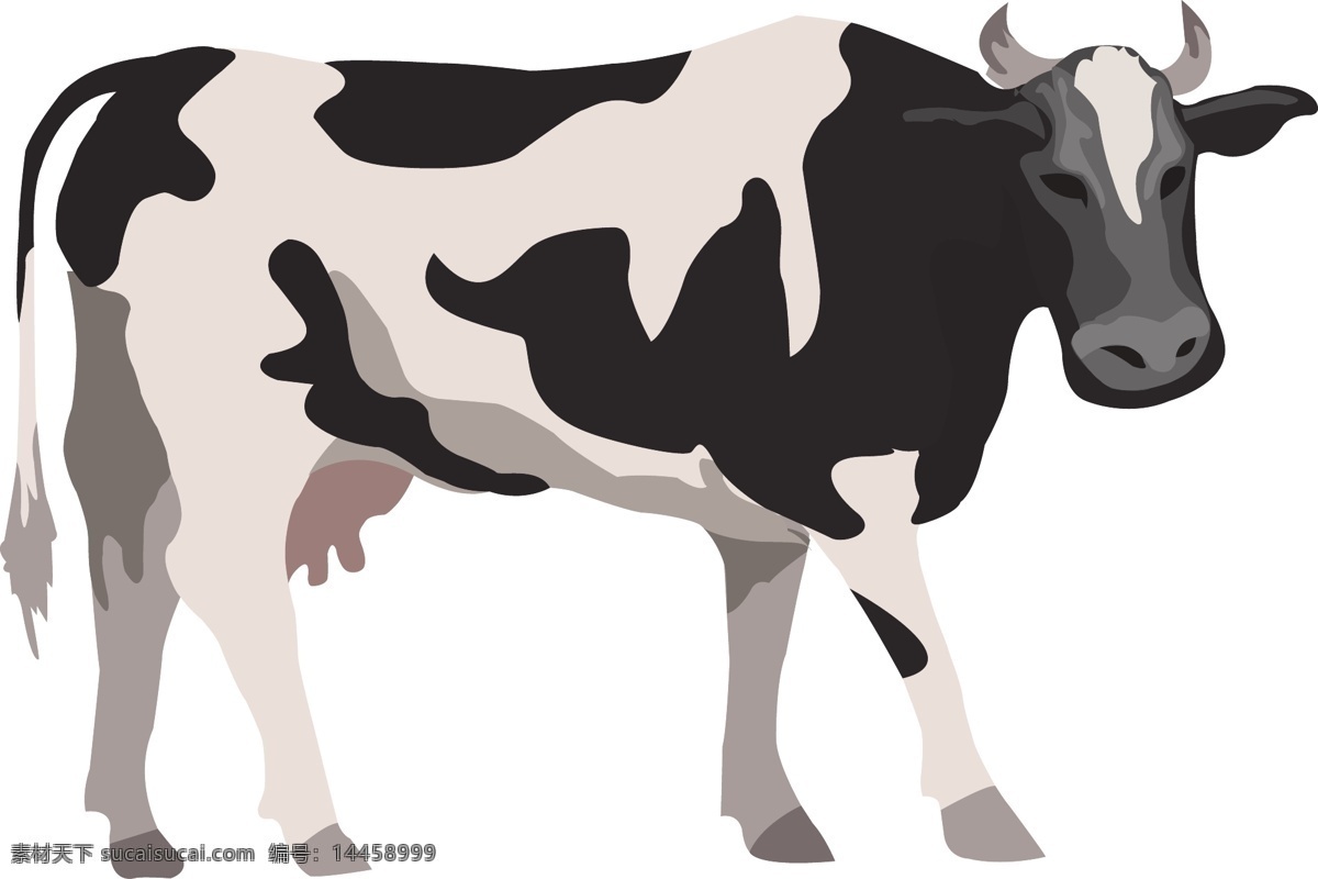 卡通 黑白 奶牛 元素 动物 牛奶 黑白花纹 手绘 ai元素 矢量元素