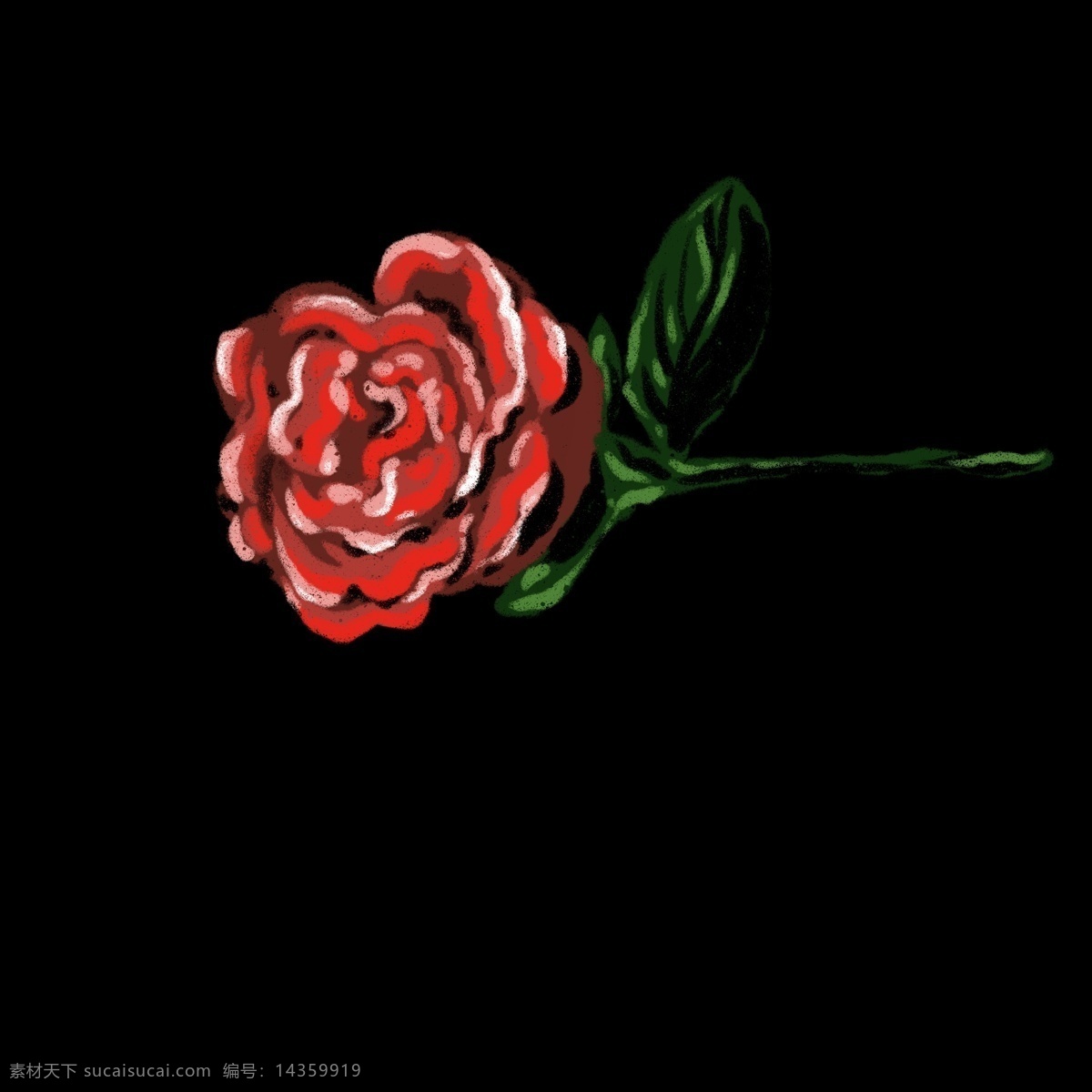 卡通 红色 玫瑰花 插图