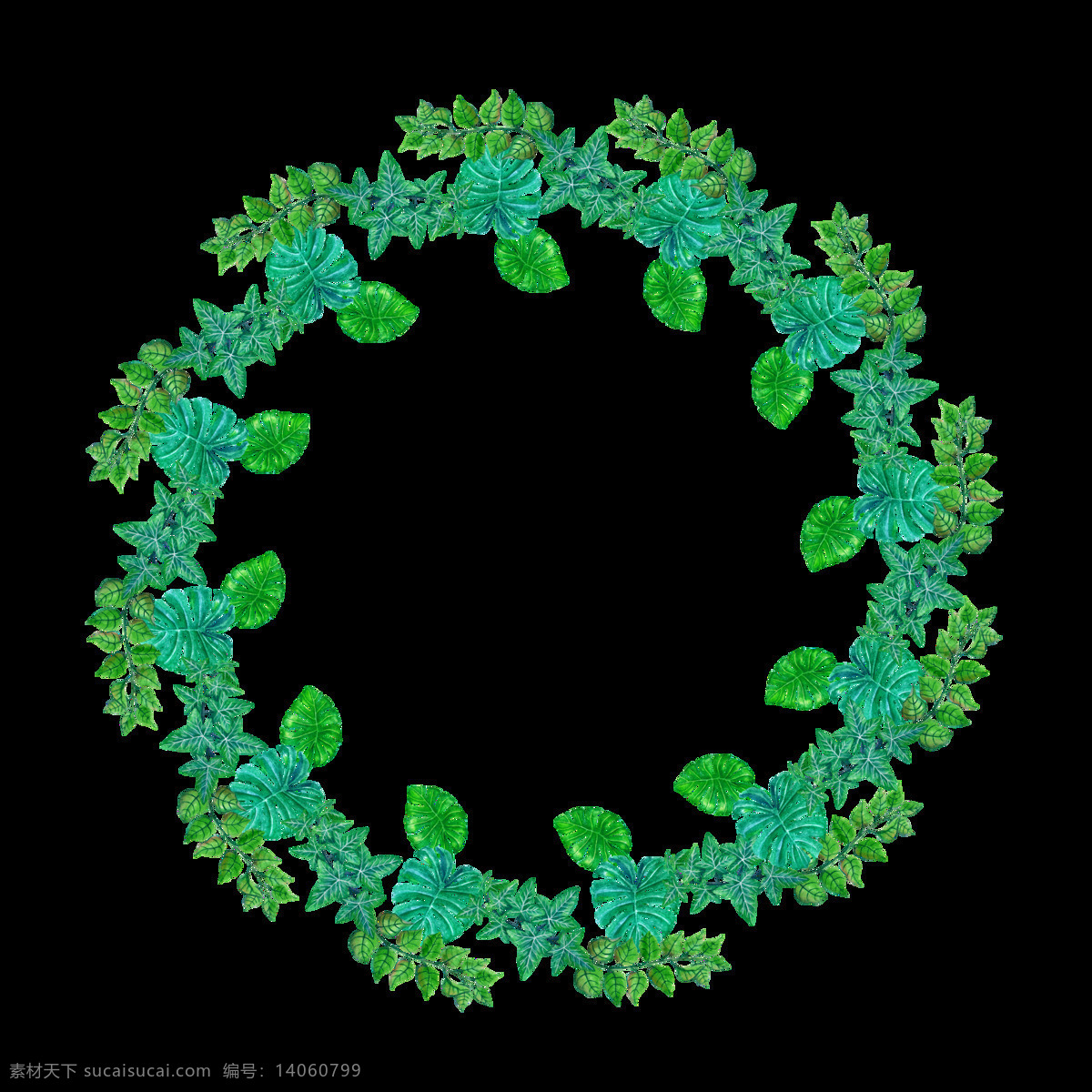 手绘 好看 圣诞树 装饰 环 透明 挂件 绿色 免扣素材 生动 圣诞节 透明素材 小叶子 装饰图案