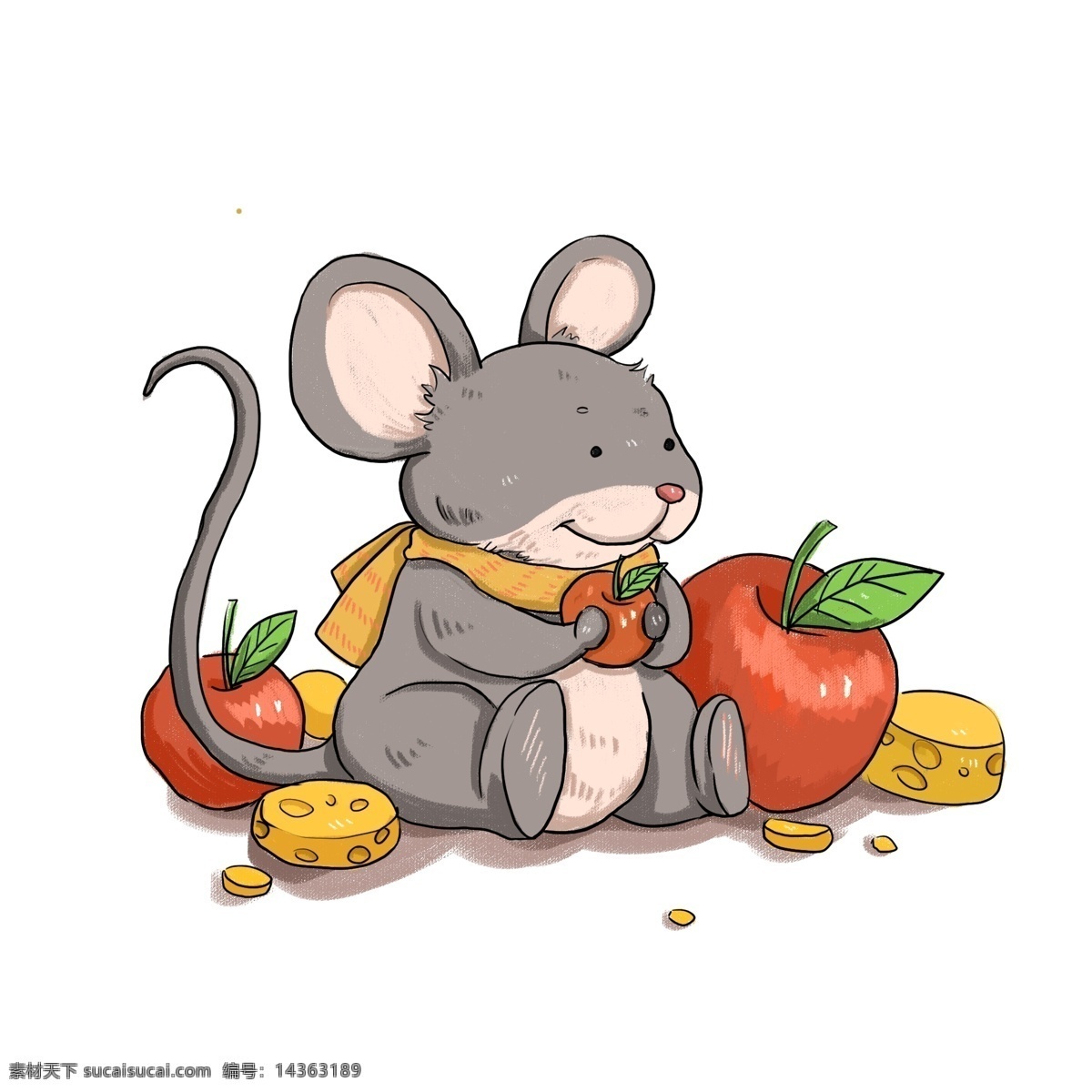 老鼠吃苹果 卡通老鼠 老鼠 老鼠元素 鼠年 老鼠素材 老鼠插画 新年老鼠 特辑 招贴设计