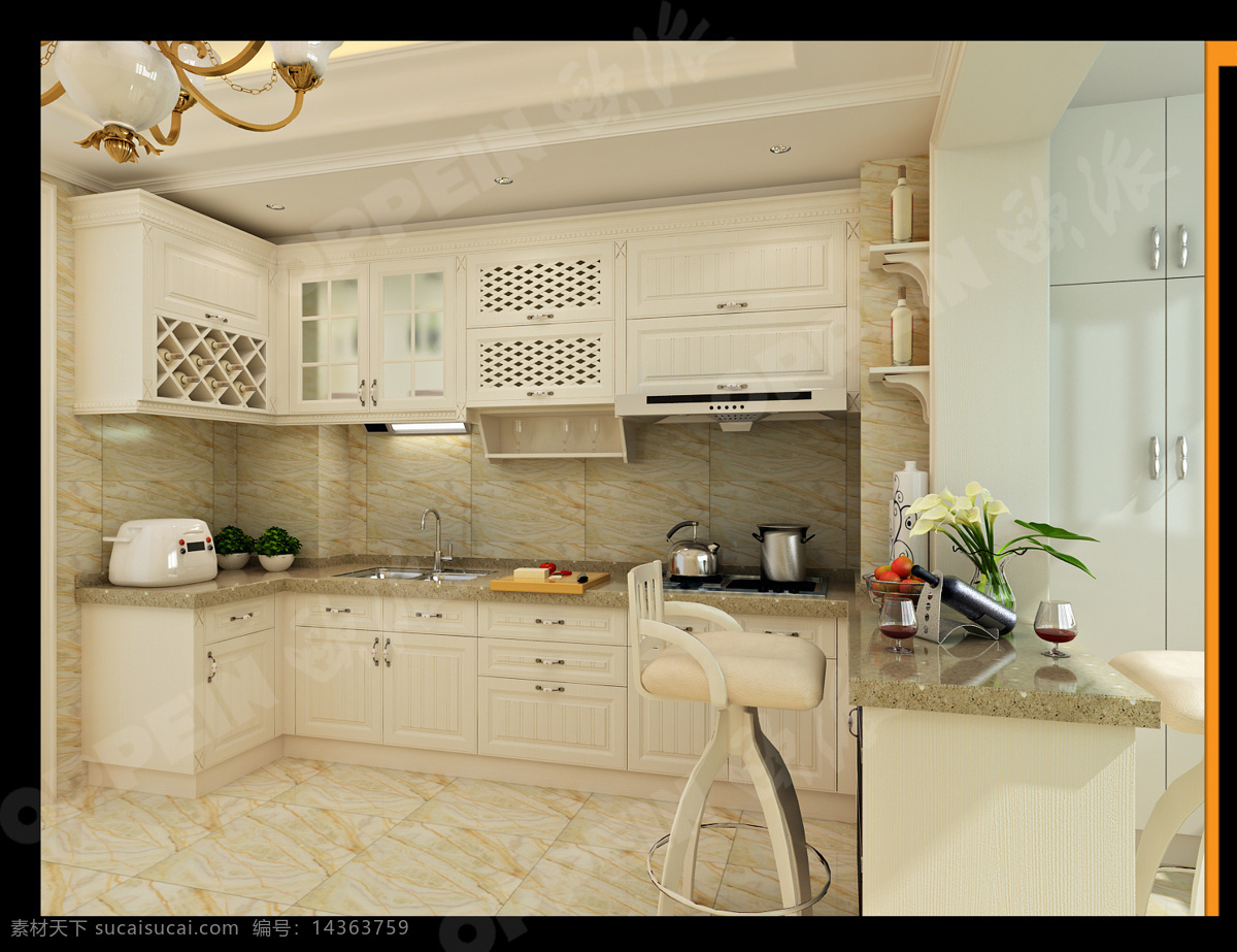 厨房 橱柜 橱柜效果图 环境设计 家居 家庭 效果图 设计素材 模板下载 整体厨房 室内设计 家居装饰素材