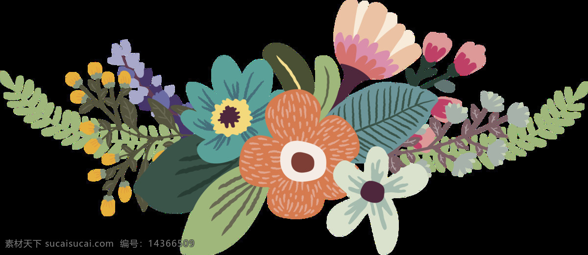 店铺 海报 装饰 花卉 透明 卡通 抠图专用 设计素材