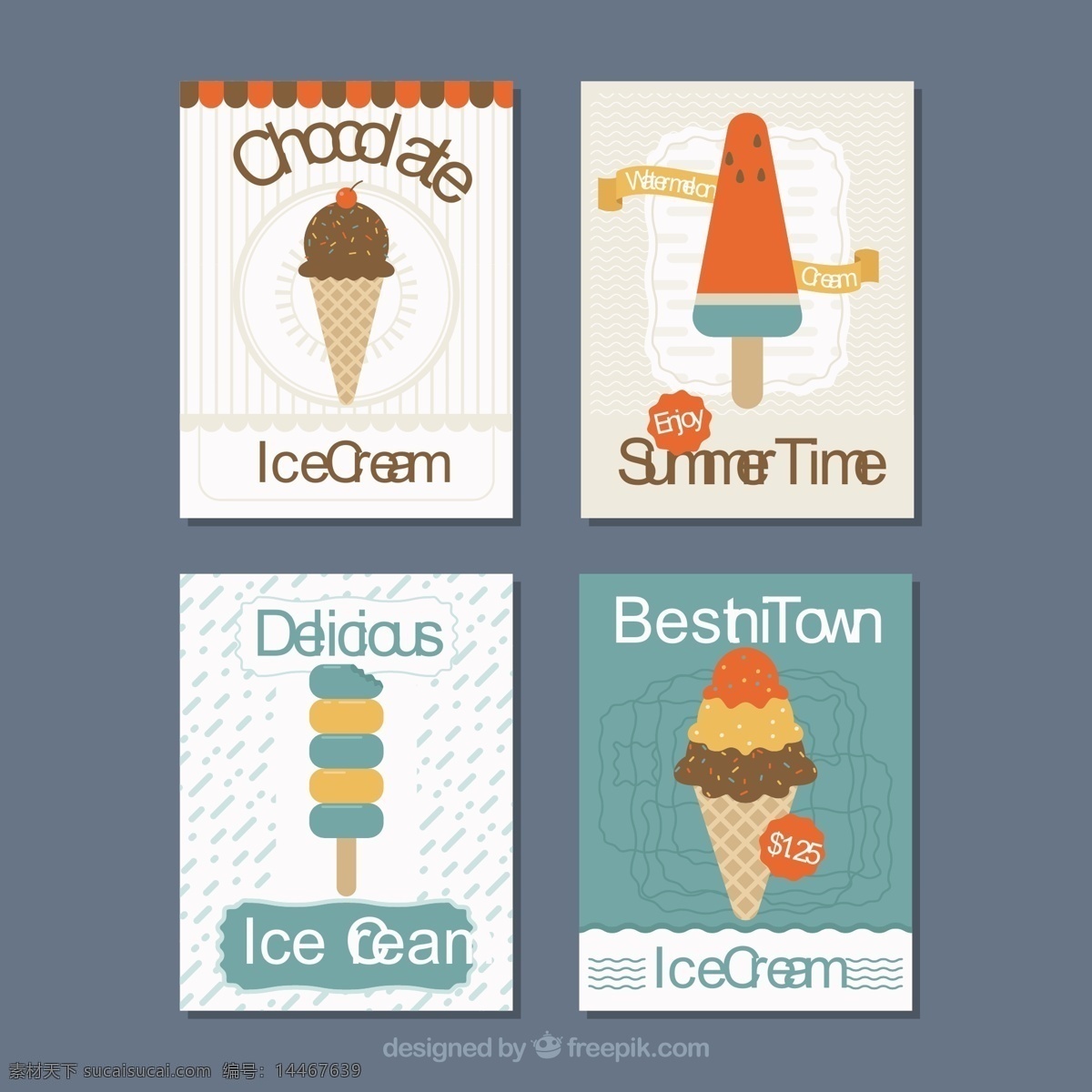 各种 美味 冰淇淋 插图 卡片 背景 美味冰淇淋 卡片背景
