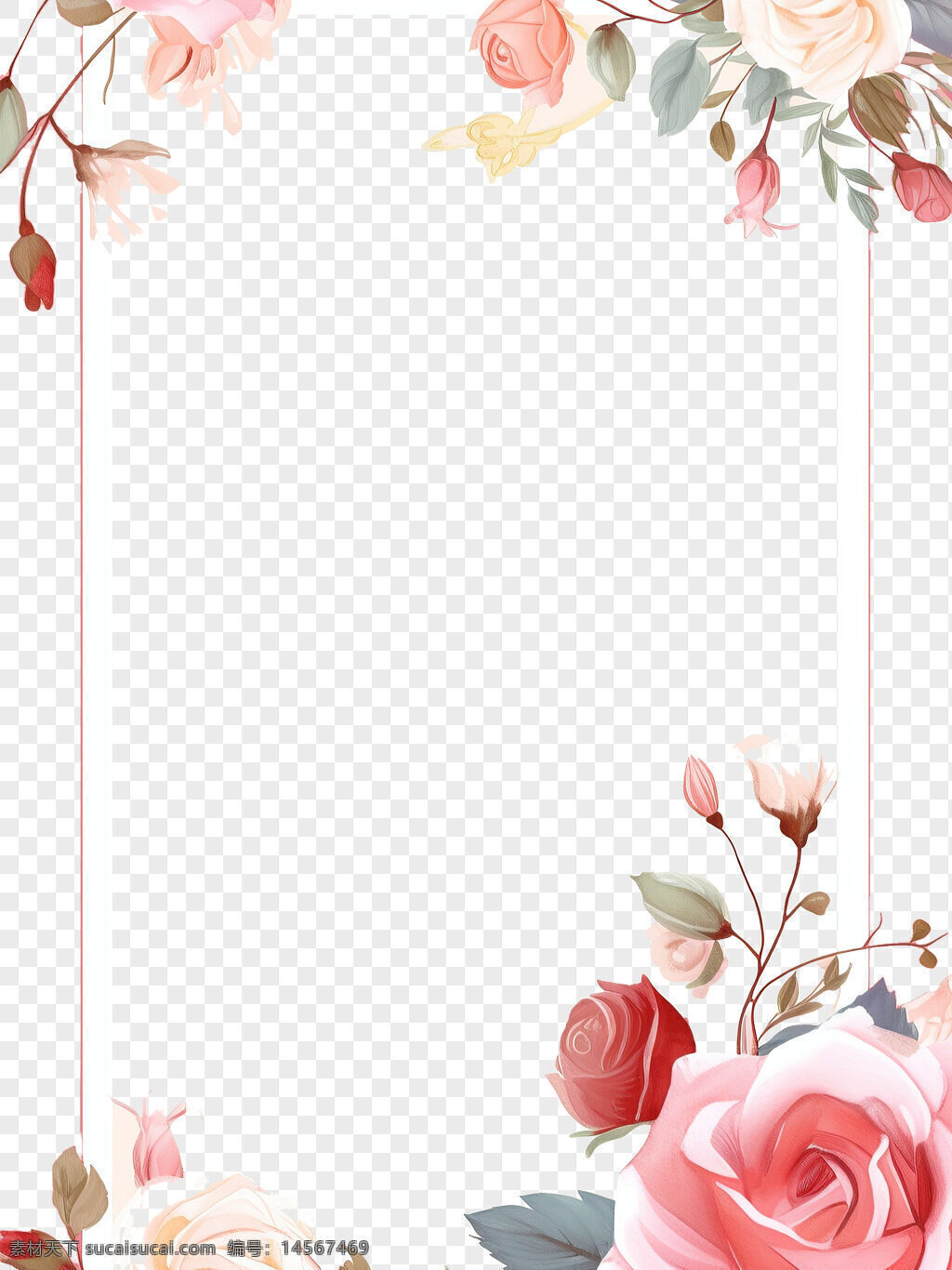 创意花卉 花卉边框 边框设计 边框创意 边框图形 免扣素材