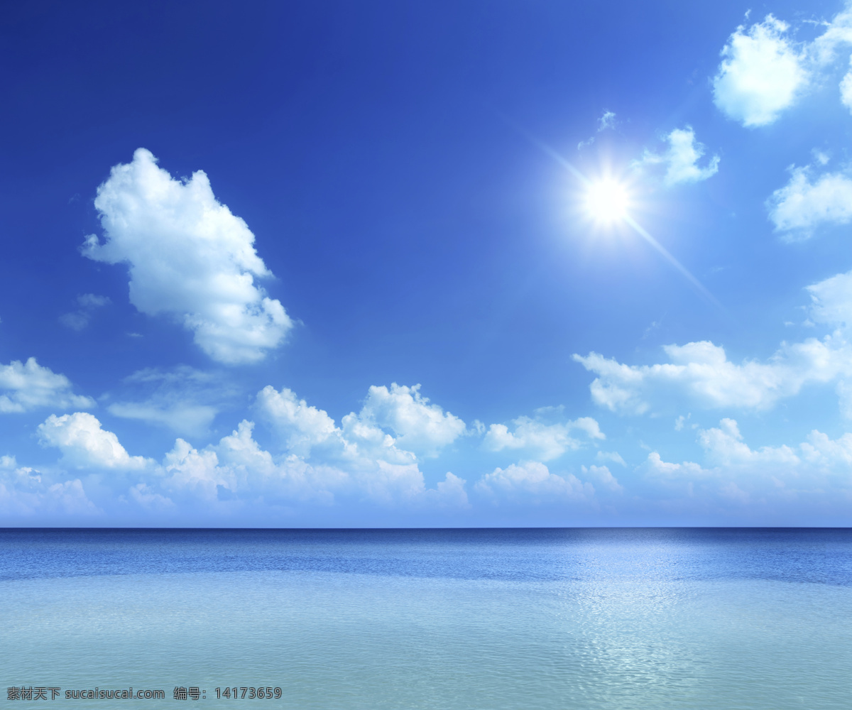 蓝天 下 大海 白云 阳光 海面 平静的海面 大海图片 风景图片