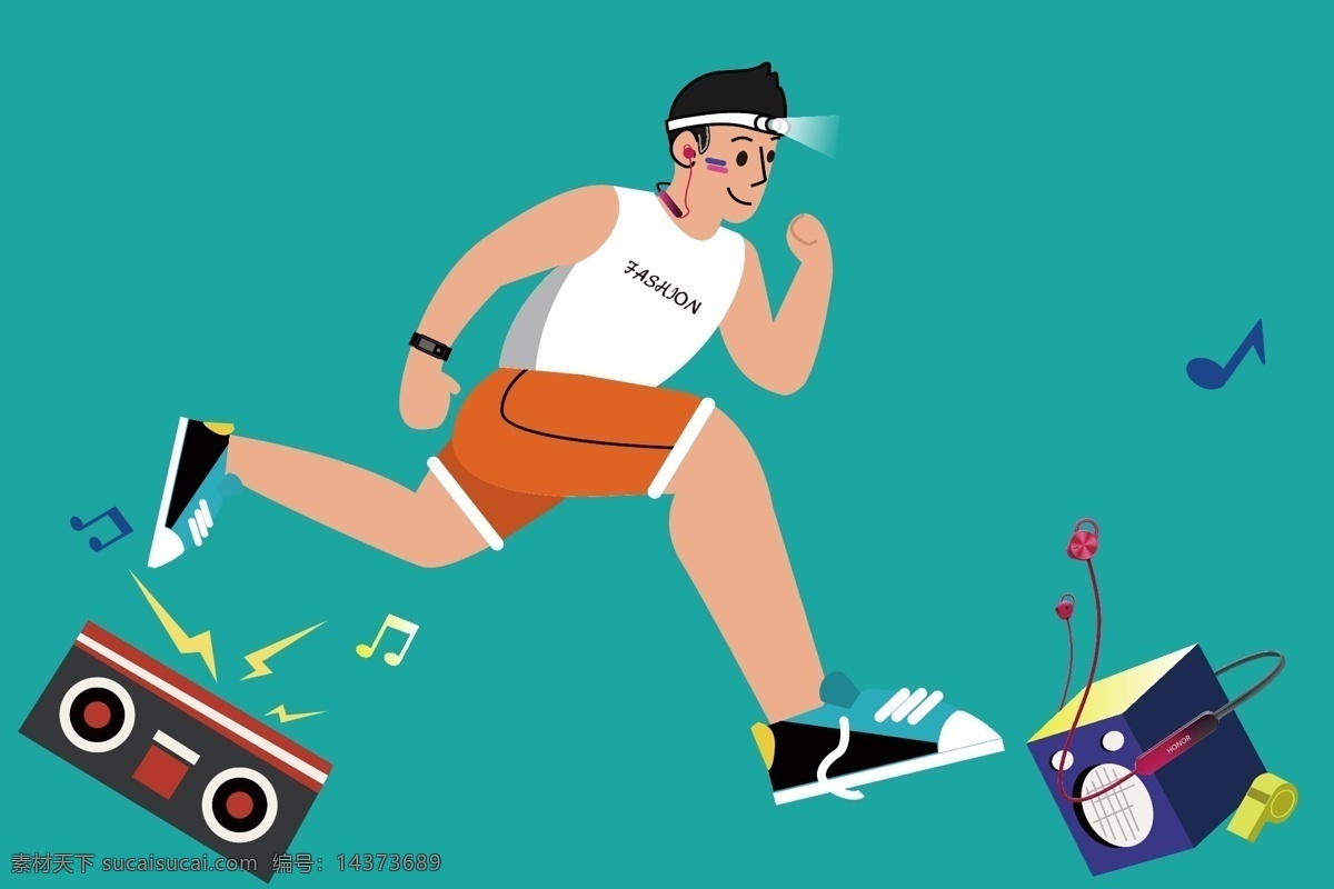 跑步 运动 卡通人 跑步运动 运动跑 卡通收音机 卡通耳机 卡通音乐盒 音符 运动人 健身素材 口哨 其他元素 动漫动画 动漫人物