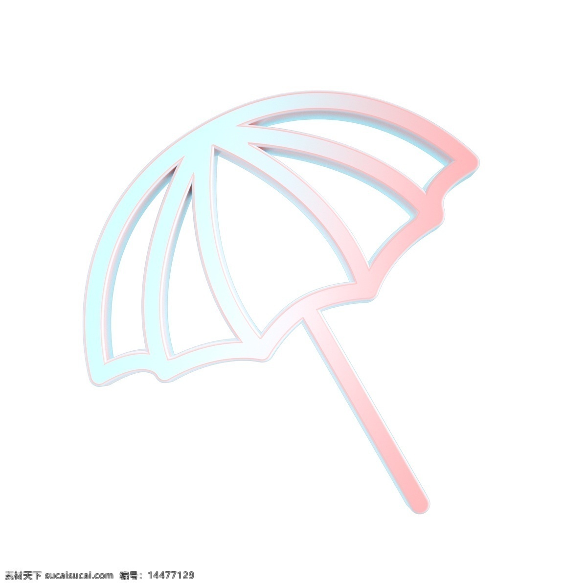 夏日 遮阳伞 图标 马卡龙色系 夏季常用图标 立体 青粉色