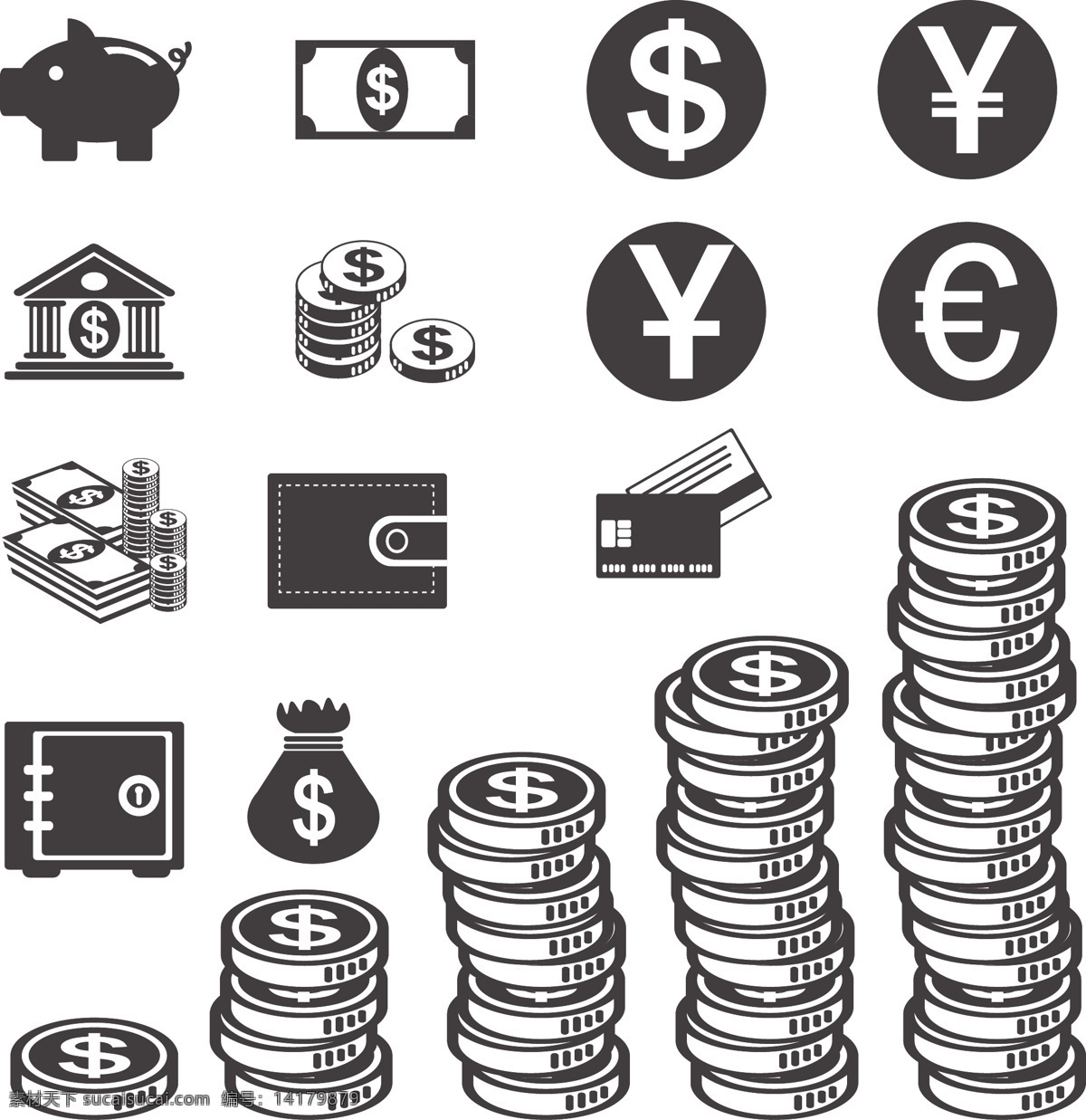美元 符号 图标 矢量 模板下载 美元符号 金融货币 金融符号 储钱猪 金币 硬币 图形标识 标志图标 商务金融 矢量素材 白色