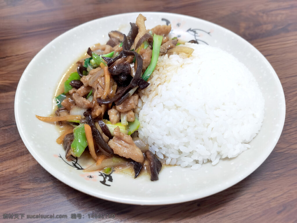 盖浇饭 盖饭 米饭 快餐 便当 肉丝盖浇饭 香菇盖浇饭 摄影 餐饮美食 传统美食