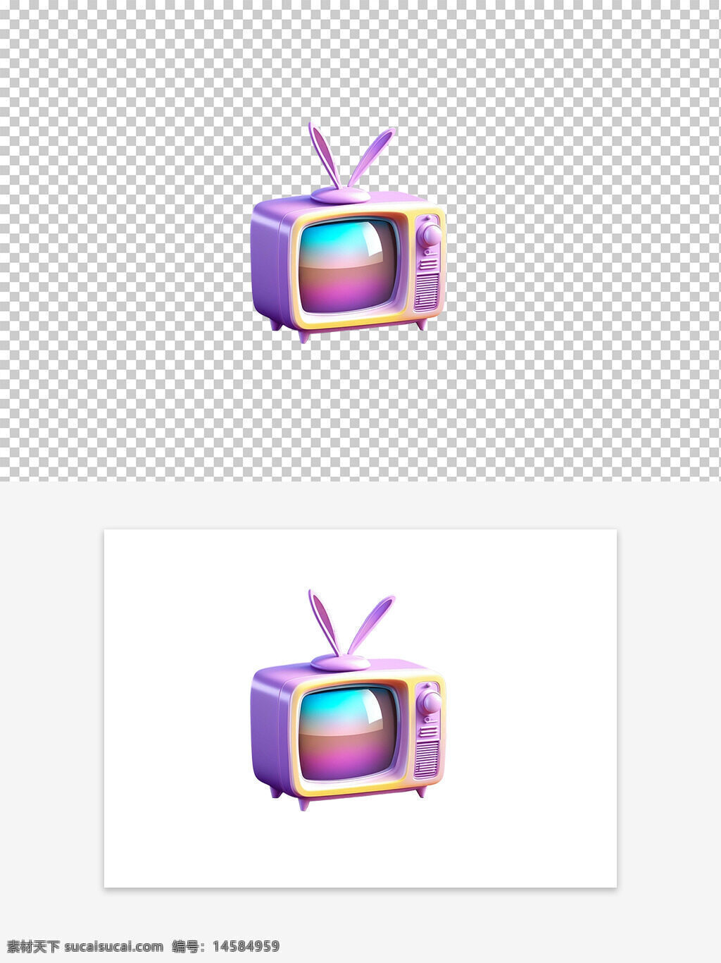 3d 卡通 彩色 电视机 ui图标 老式电视机
