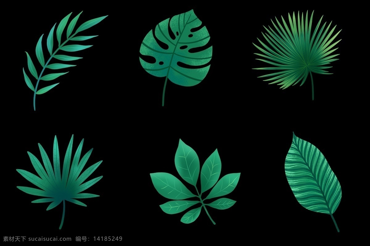 手绘卡通植物叶子素材图片下载-素材编号14185249-素材天下图库