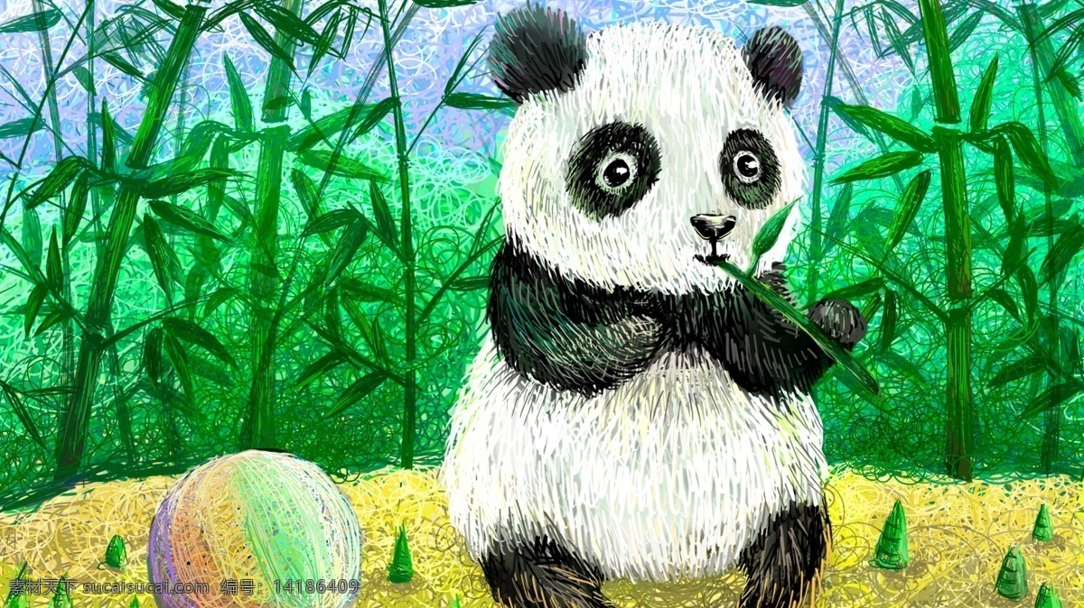 线圈 画 萌 宠 竹林 熊猫 可爱 竹子 成都 旅游 吃竹子 萌宠 线圈画 动物园