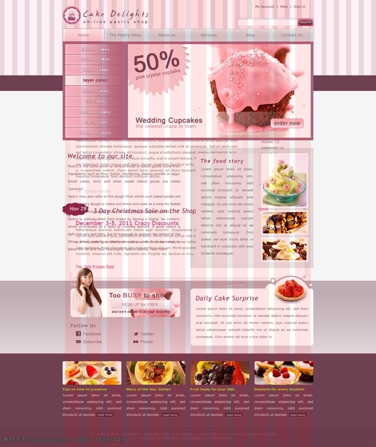 蛋糕 主体 网页设计 页面 紫色风格 html页面 jscss htmlcss