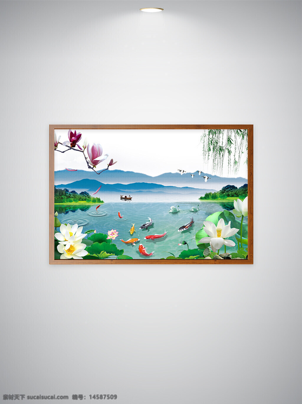 荷花 锦鲤 鱼 荷叶 莲花 莲叶 山水画 风景画 挂画 装饰画 玉兰花 玉兰 柳叶 山 飞鹤 鹤 落叶 天鹅 船 电视背景画 水波 古诗 艺术字 划船