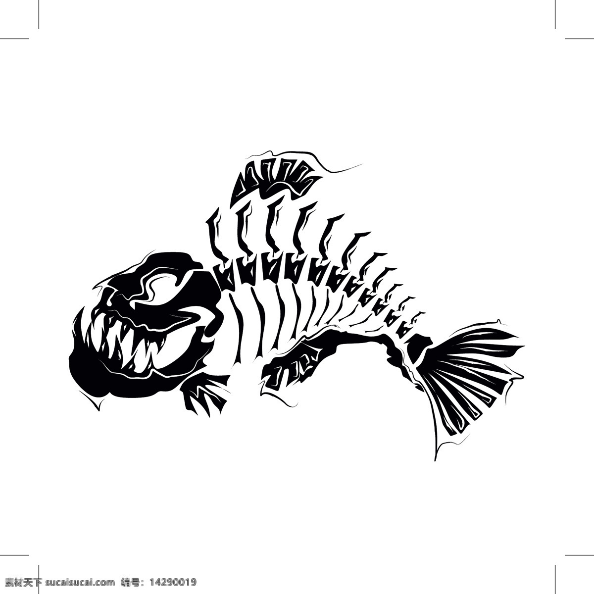 食人鱼骨头 矢量动物 卡通动物 动物插画 陆地动物 生物世界 矢量素材 白色