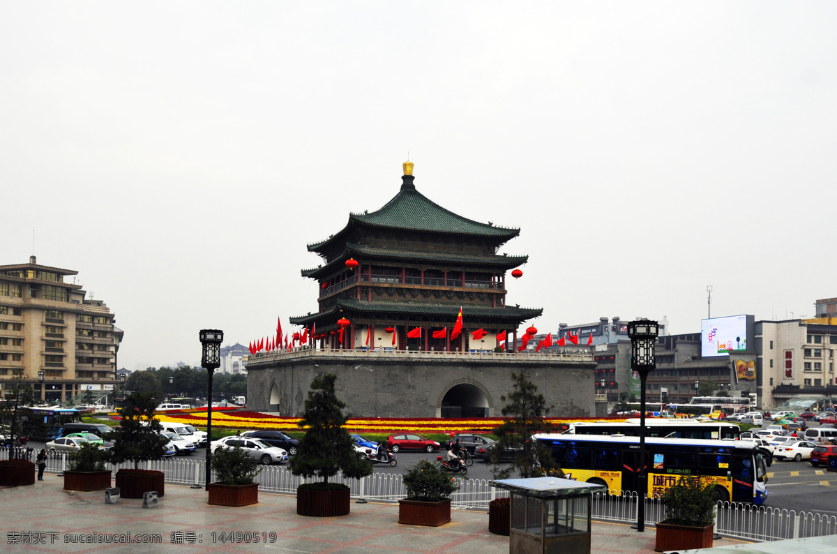 钟楼街景 西安 钟楼 东大街 钟鼓楼广场 西大街 西安钟楼 建筑摄影 建筑园林