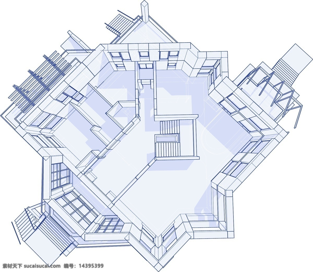 矢量 建筑 素描 房屋 建筑素描 楼房 楼房顶视图 矢量素描图 矢量图 建筑家居