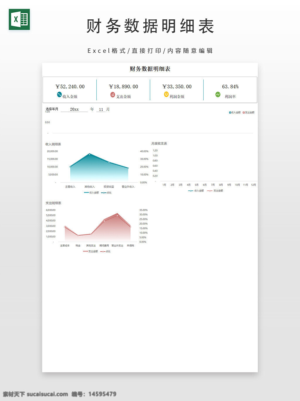 财务 数据 明细 收入 支出 利润 利率 月度 变化 图表 折线图 金融 分析 统计 图形化 可视化 年度 月份 财务报告 经济