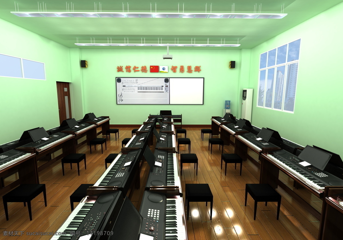 电 钢琴 教室 效果图 环境设计 教育 室内设计 学校 电钢琴 功能 psd源文件